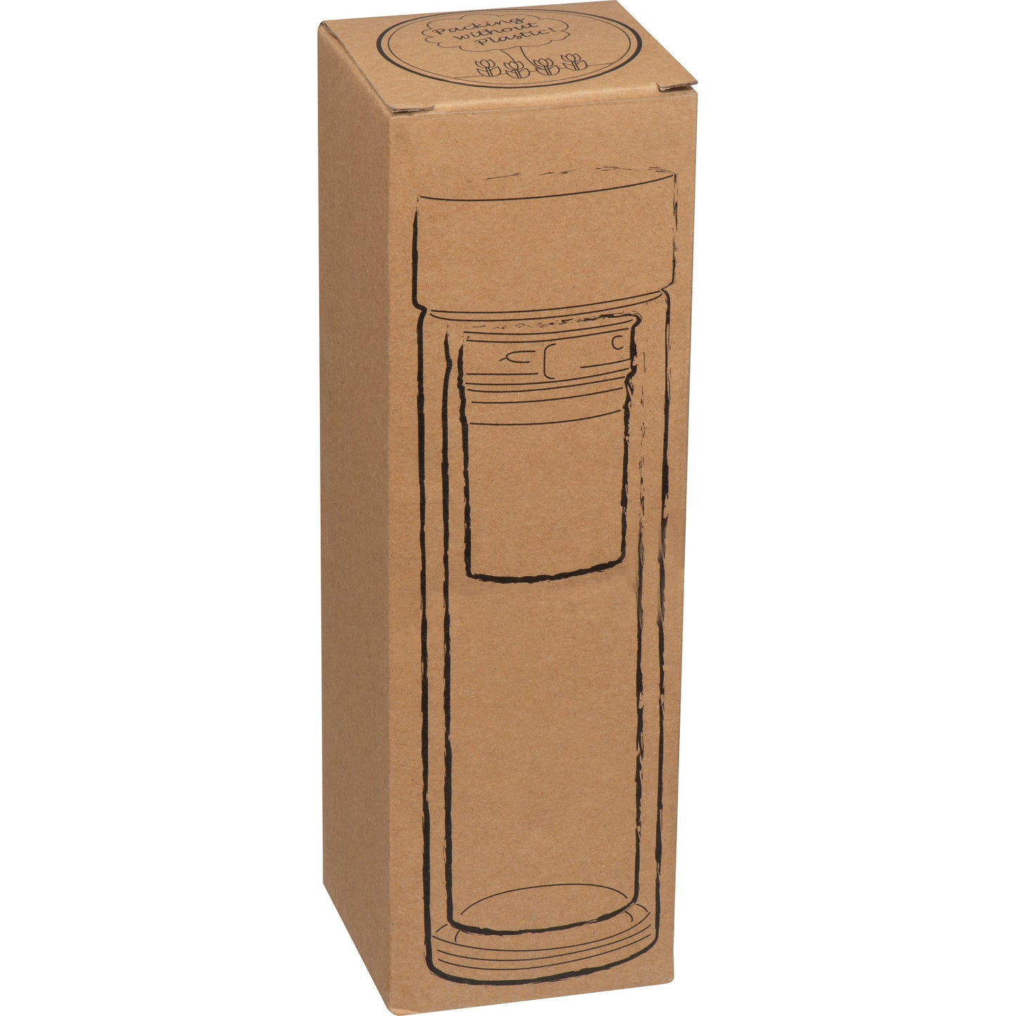 Vakuum Borosilikat Glasflasche mit Teesieb, 420ml HENDRIK