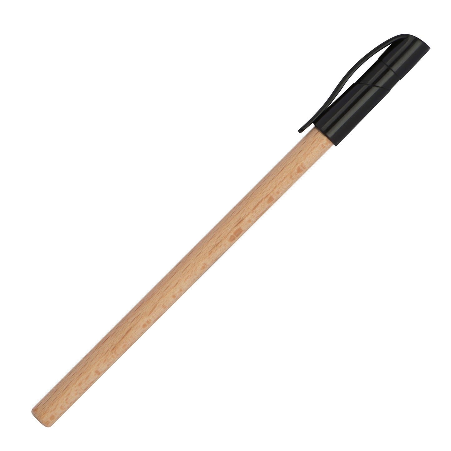 Holzkugelschreiber mit schwarzer Kunststoffkappe SADIE