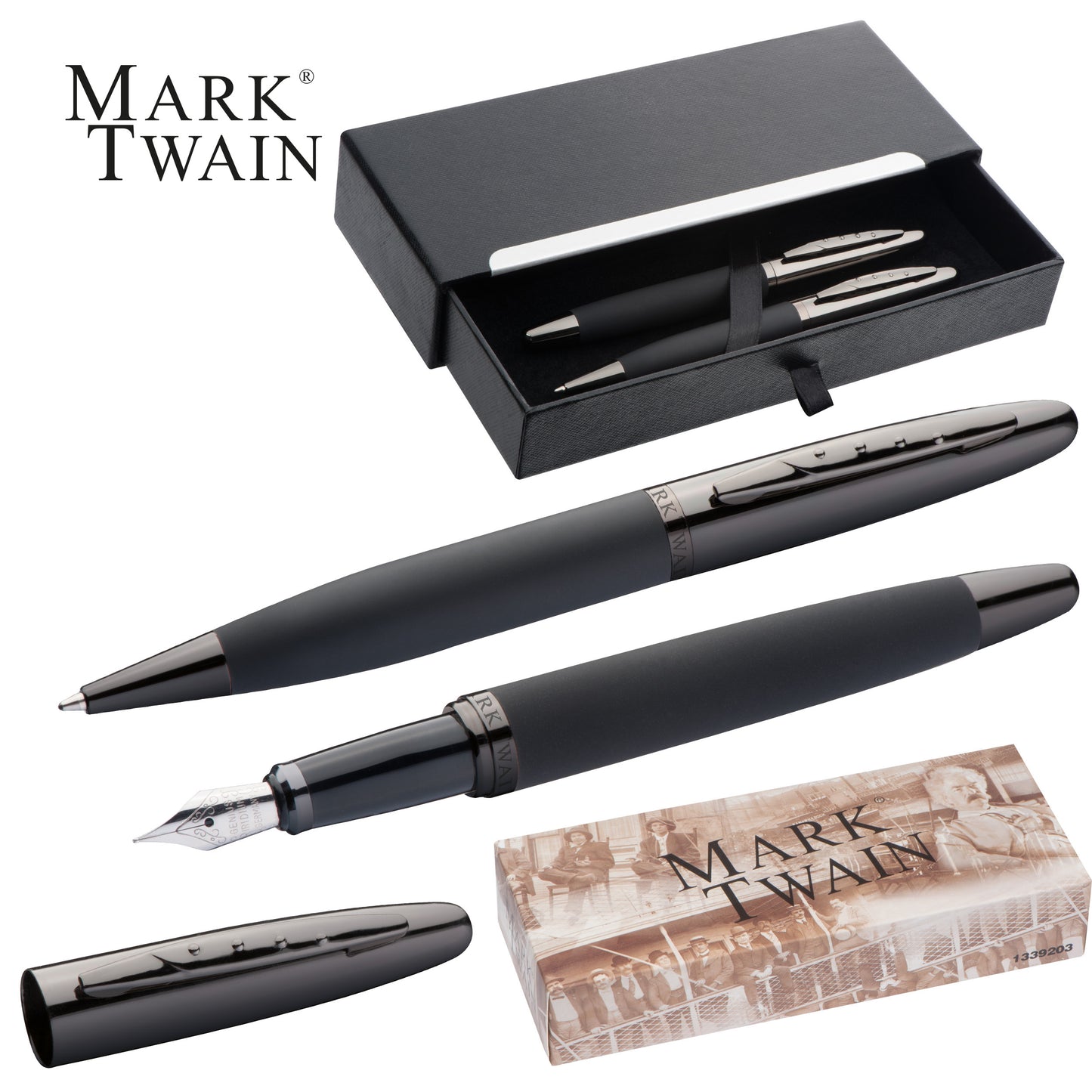 Mark Twain Schreibset aus Metall VALENTIN
