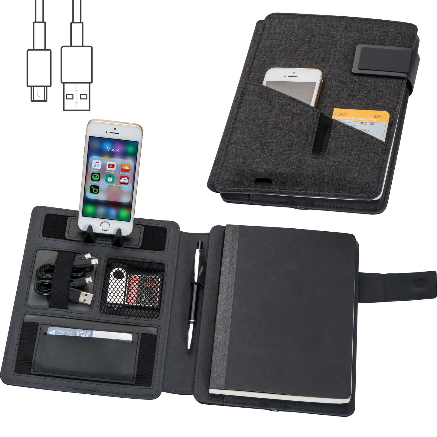 A5 Mappe mit integrierter Powerbank 4.000 mAh FABIOLA