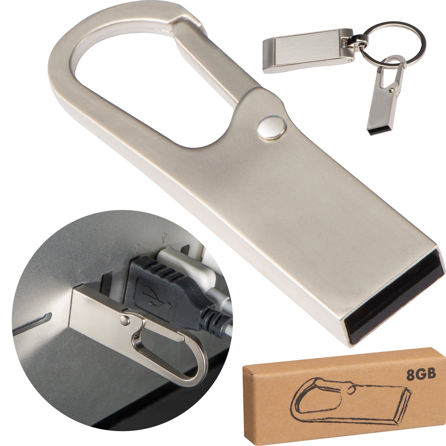 USB-Stick Metall mit Karabinerhaken 8GB DONALD