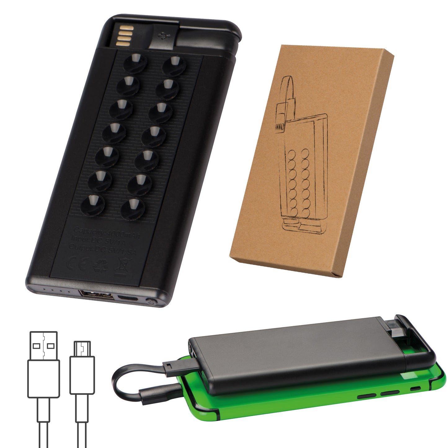 Powerbank 4.000 mAh mit Saugnäpfen MICHELA