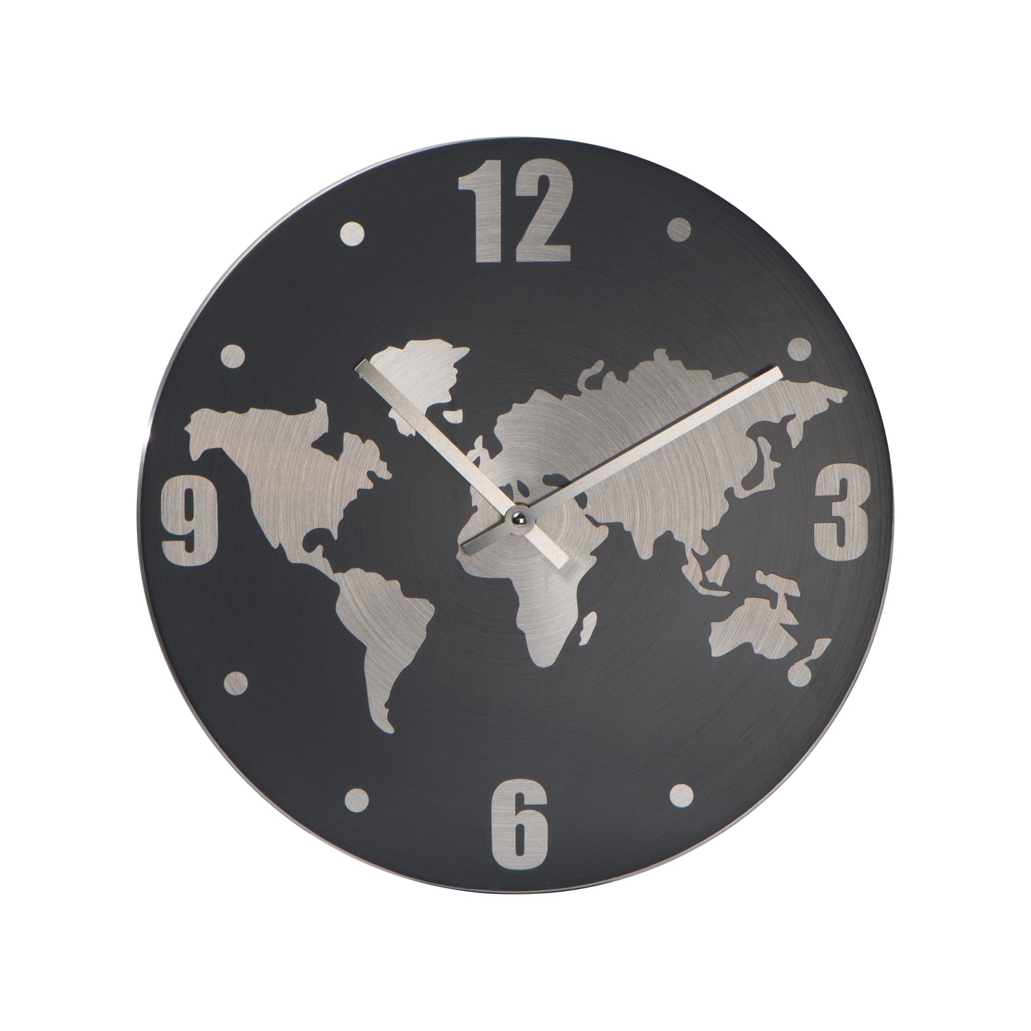 Wanduhr aus Aluminium mit Weltkarte BALTASAR