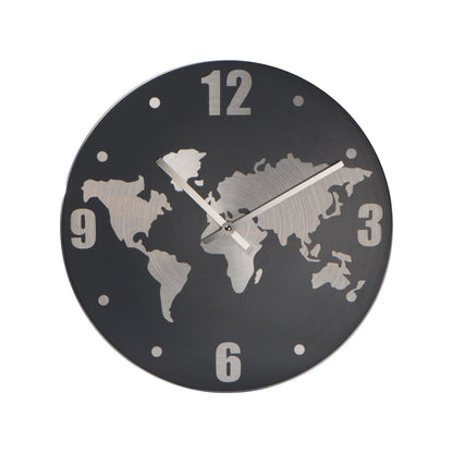 Wanduhr aus Aluminium mit Weltkarte BALTASAR