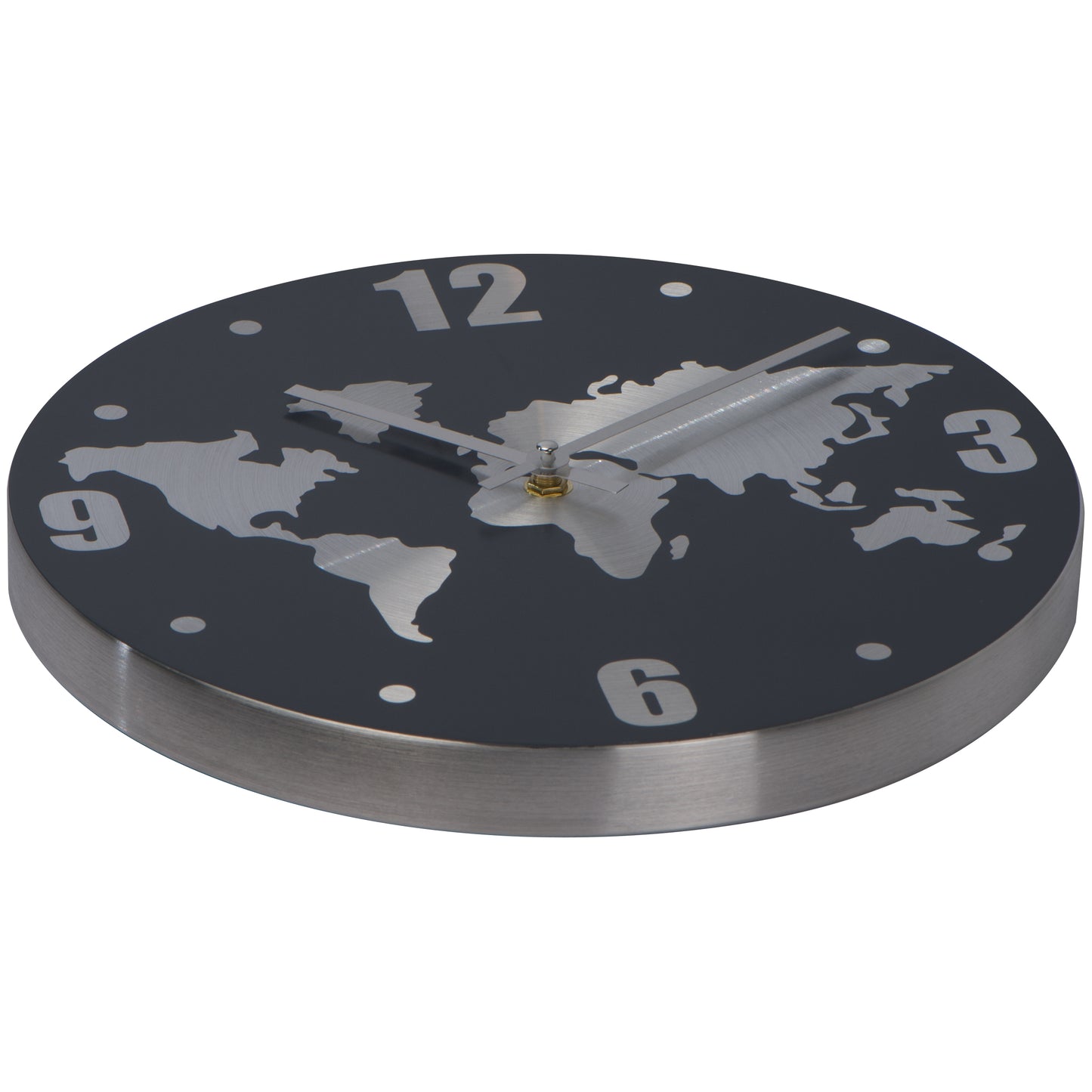 Wanduhr aus Aluminium mit Weltkarte BALTASAR