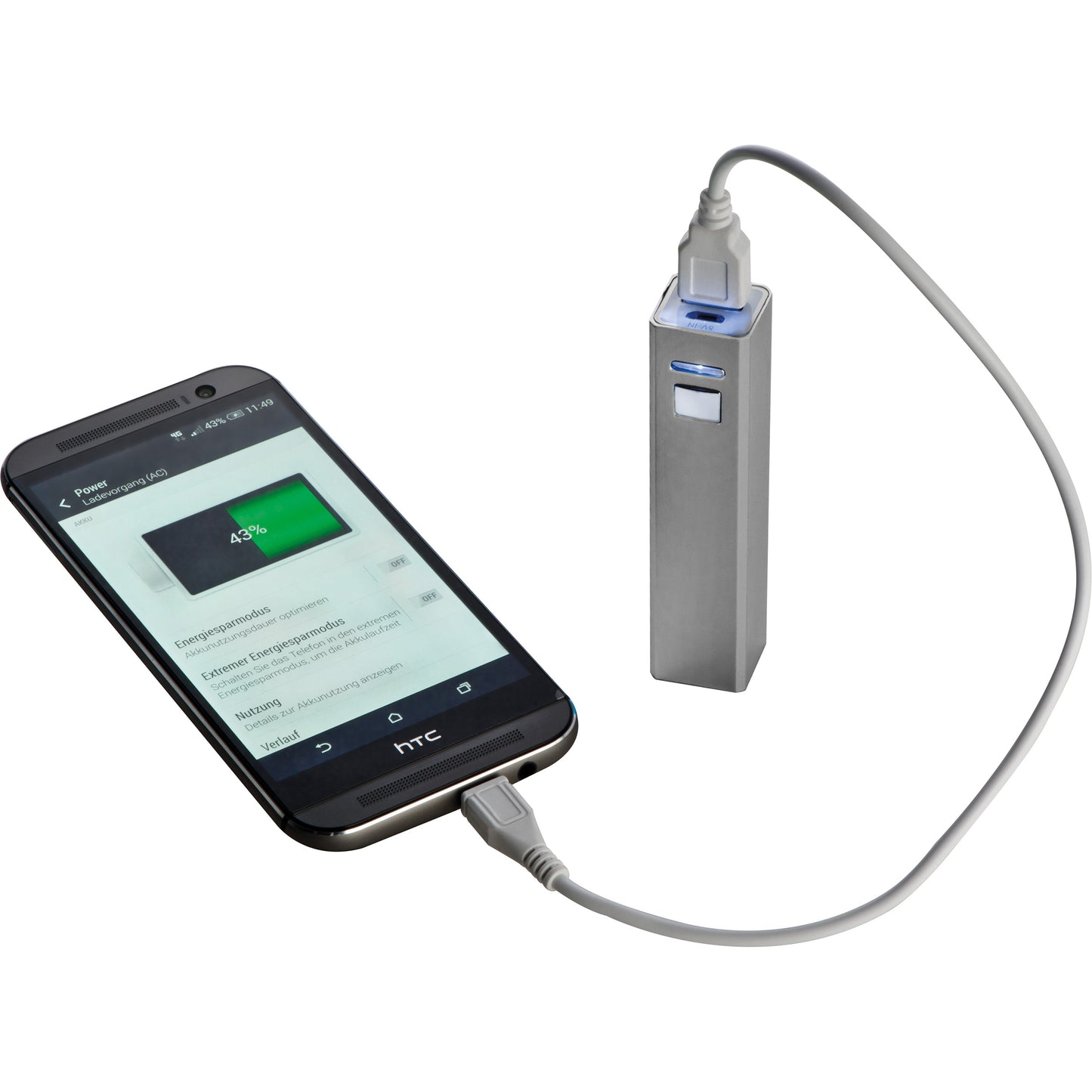 Powerbank 2.200 mAh aus Metall, inkl. Ladekabel OLEG