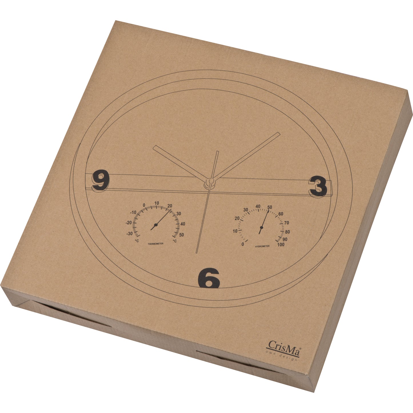 Wanduhr mit Hygro - und Thermometer, halbes Display bedruckbar ERICH