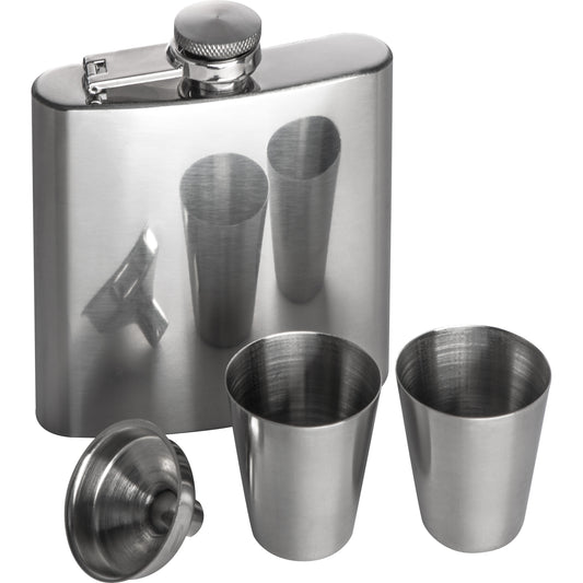 Flachmann Set mit 2 Pinnchen und Trichter aus Edelstahl FAITH