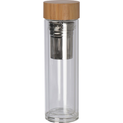 Vakuum Borosilikat Glasflasche mit Teesieb, 420ml HENDRIK