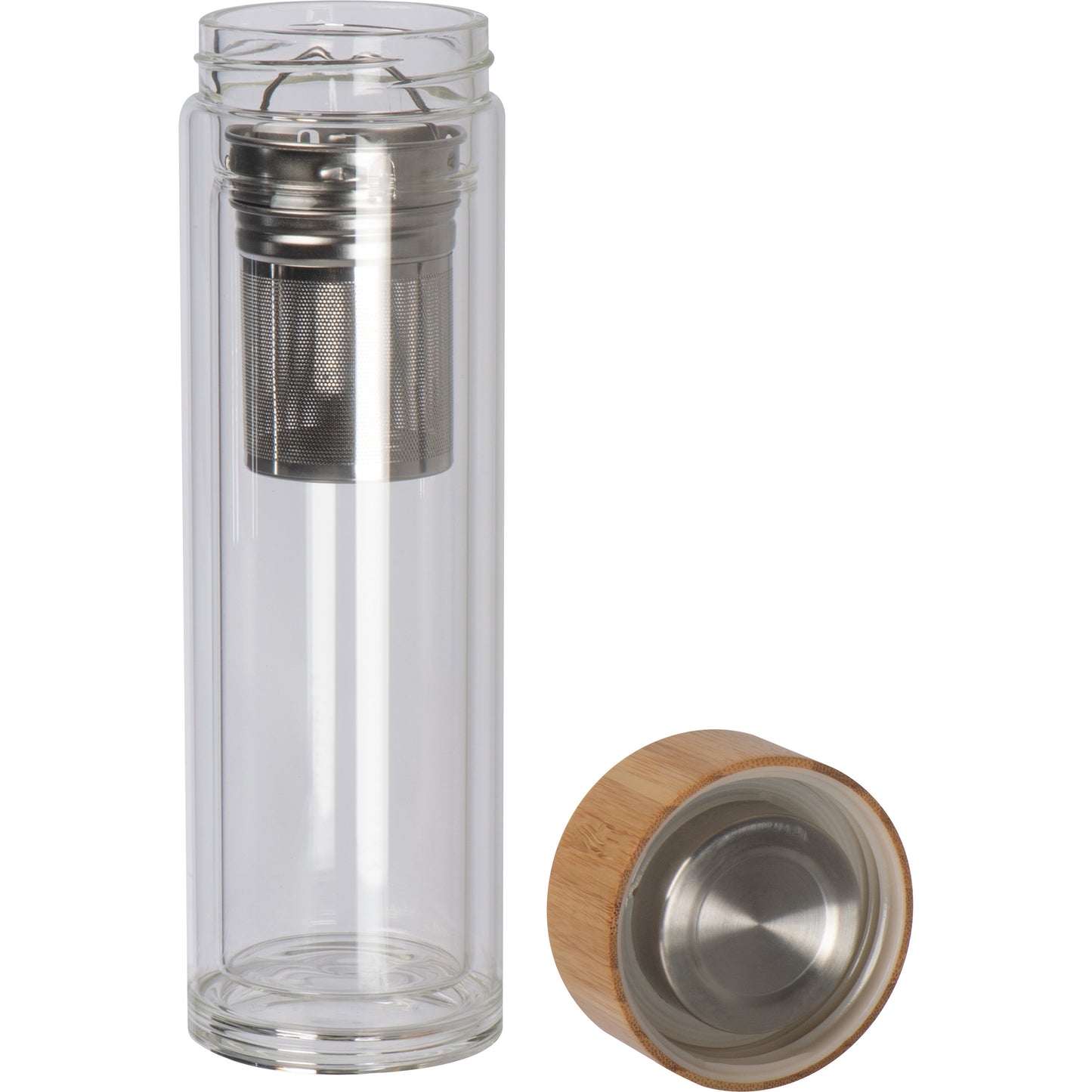 Vakuum Borosilikat Glasflasche mit Teesieb, 420ml HENDRIK