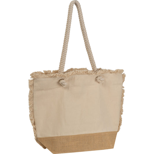 Strandtasche mit Juteboden und Fransen RICARDA