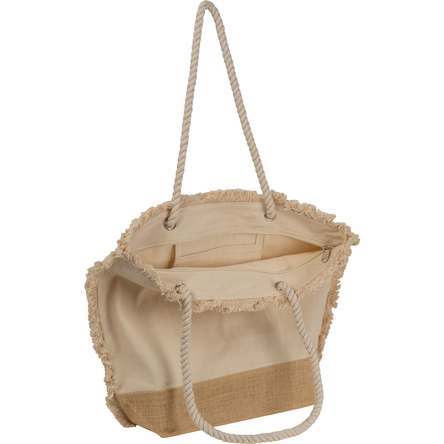 Strandtasche mit Juteboden und Fransen RICARDA