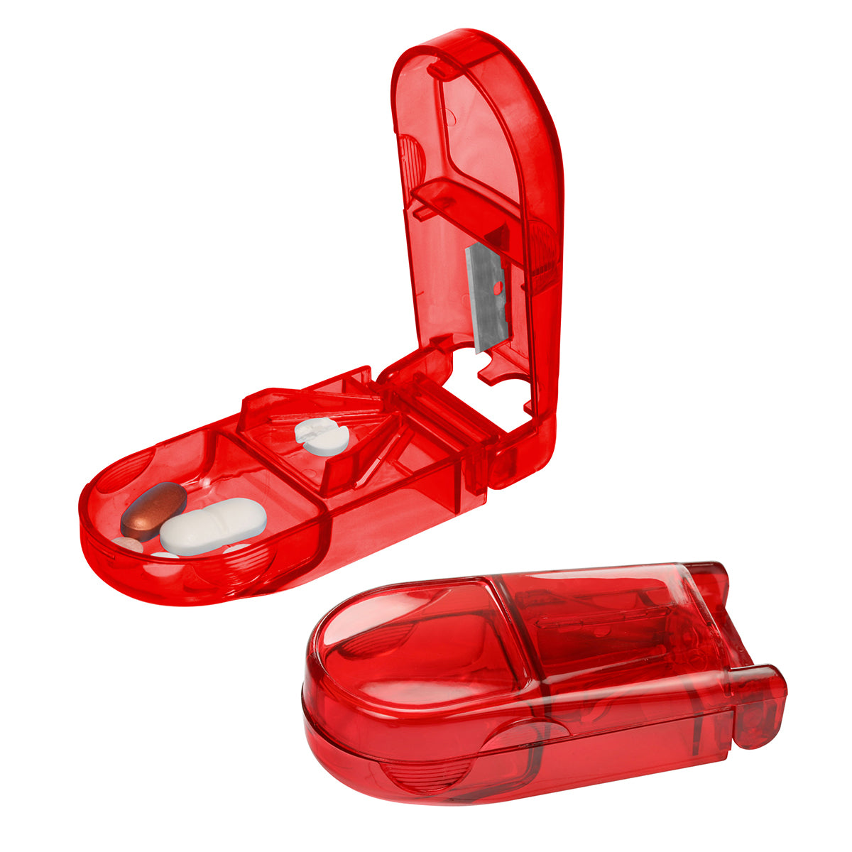 Pillendose "Lambda" rot-transparent