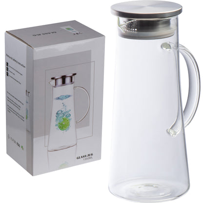 Glaskaraffe mit Edelstahldeckel, 1.350ml ELLIOTT