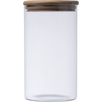 Dose aus Borosilikatglas mit Kiefernholzdeckel 1000ml JAMIE