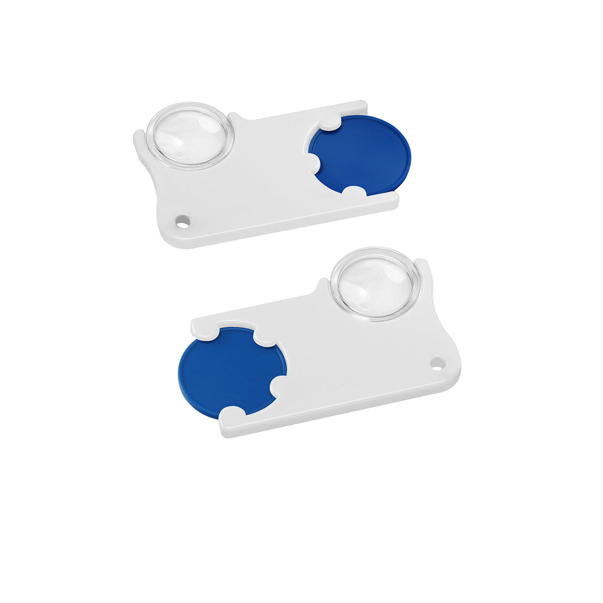 Chiphalter mit 1€-Chip und Lupe blau