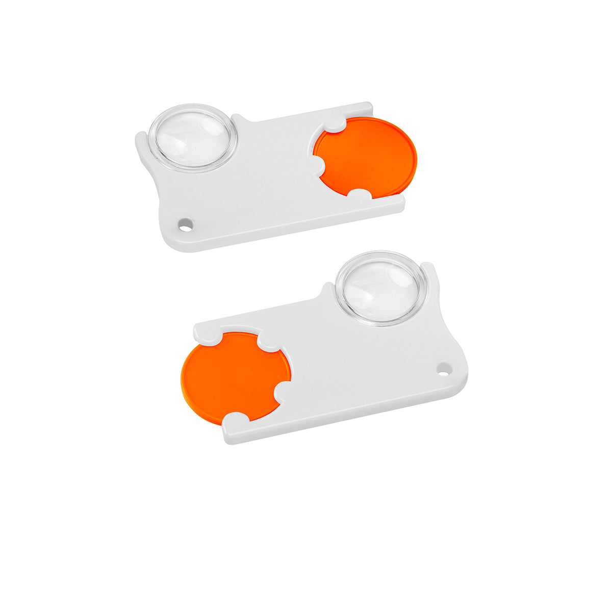 Chiphalter mit 1€-Chip und Lupe orange