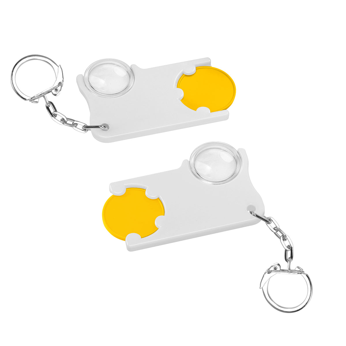 Chiphalter mit 1€-Chip und Lupe gelb