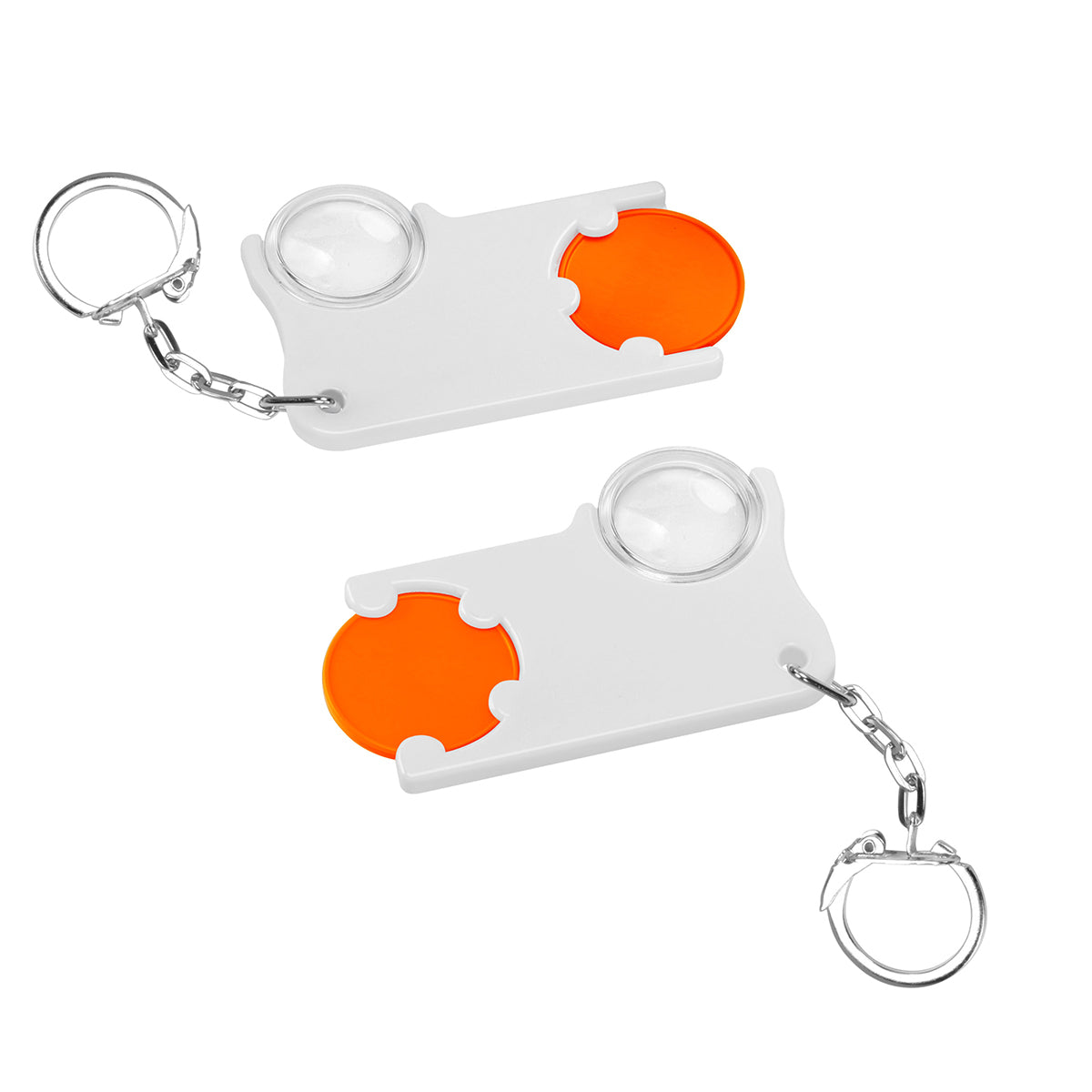 Chiphalter mit 1€-Chip und Lupe orange