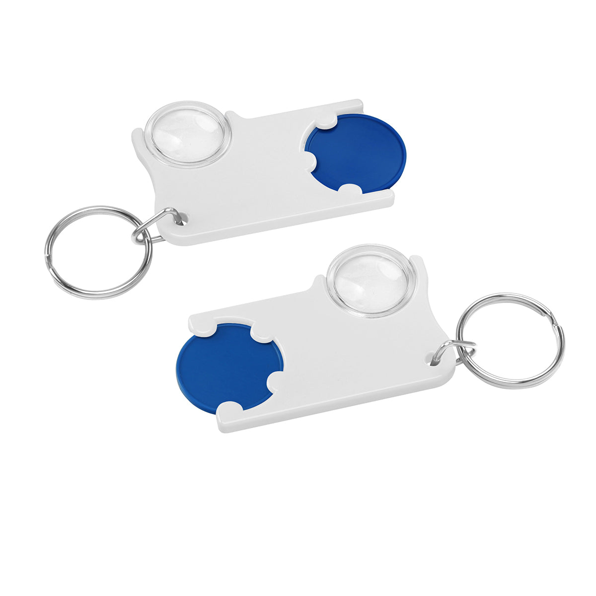 Chiphalter mit 1€-Chip und Lupe blau