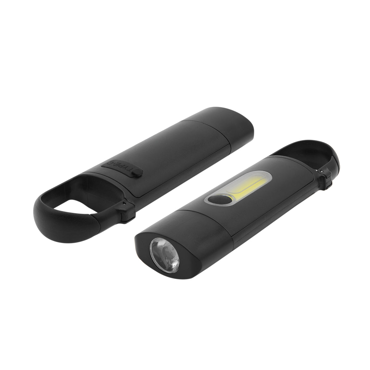 Taschenlampe "COB" mit Karabiner schwarz