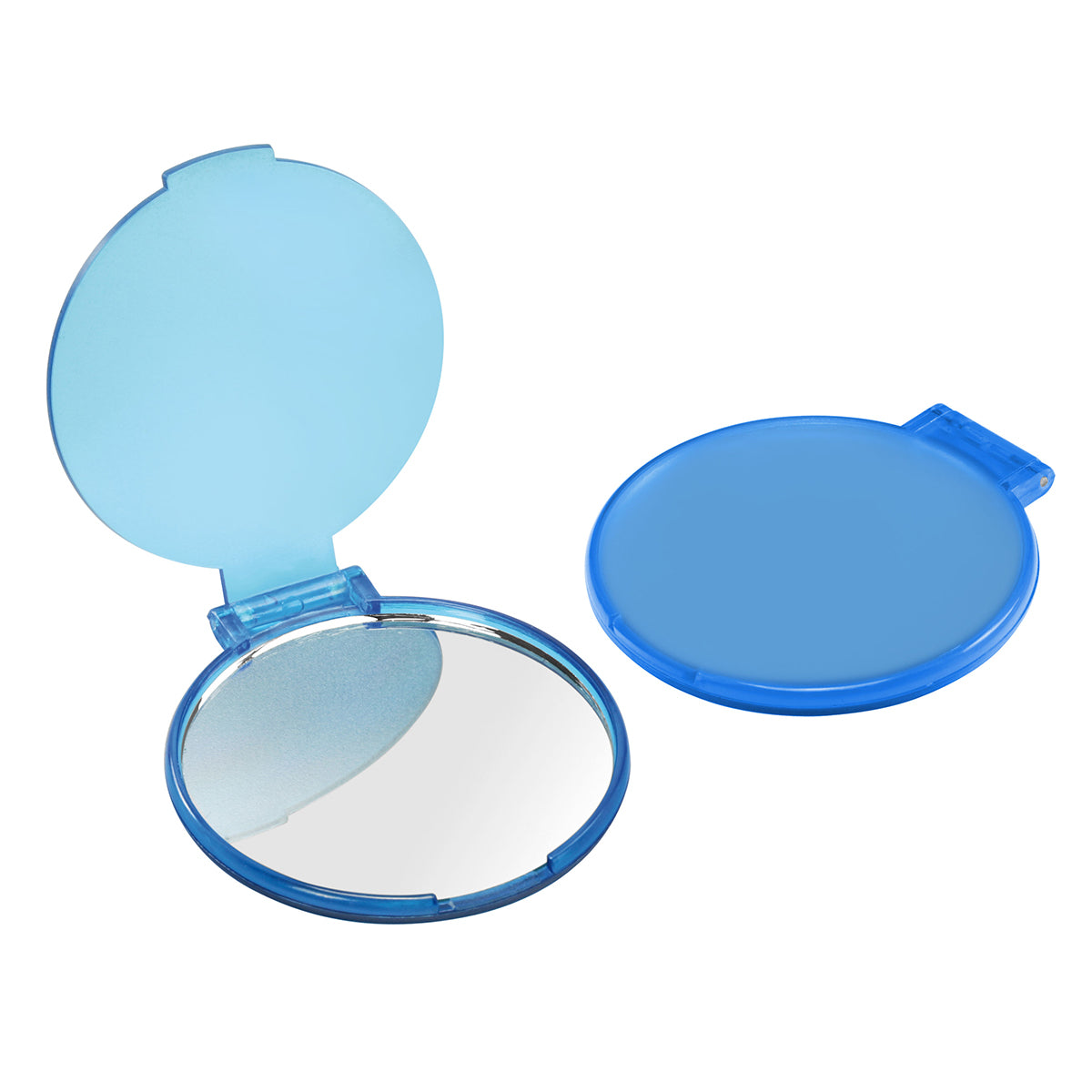 Taschenspiegel, rund blau-transparent