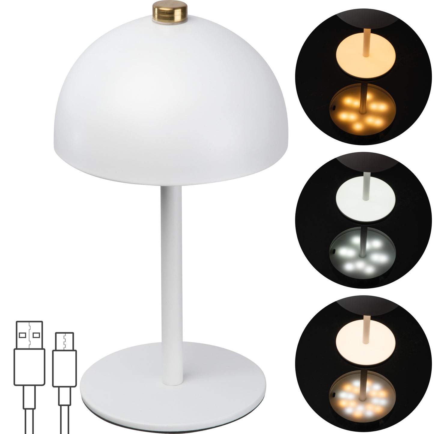 Tischlampe aus Edelstahl mit Akku  CODY