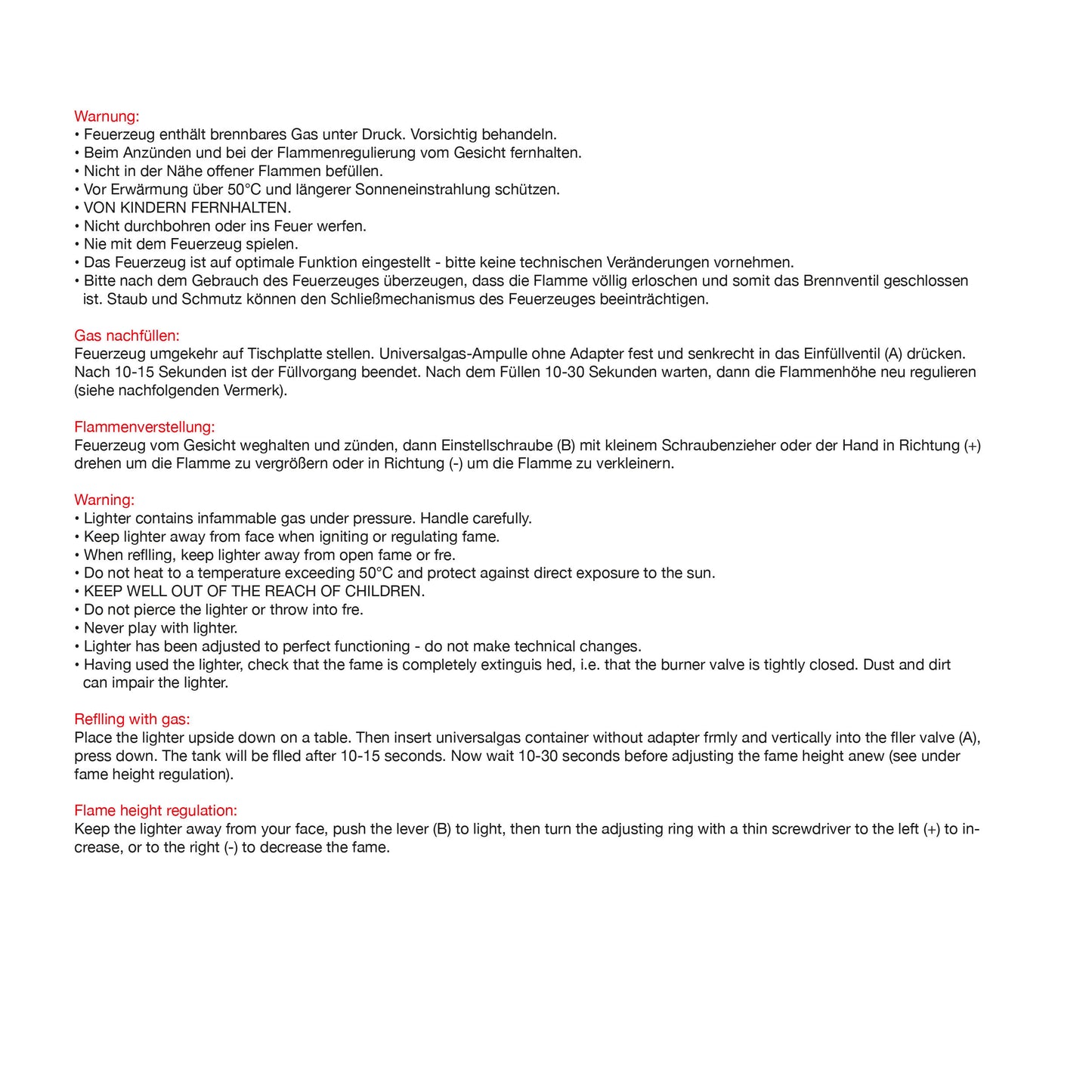 Elektronik Feuerzeug, nachfüllbar GEOFFREY
